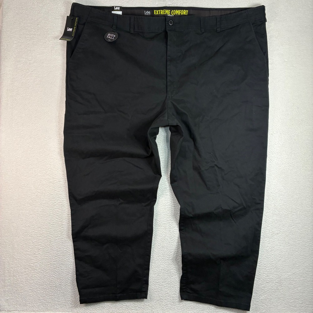 Lee Extreme Comfort Pants Men 60x30 Black Straight Big Tall Stretch Chino NWT